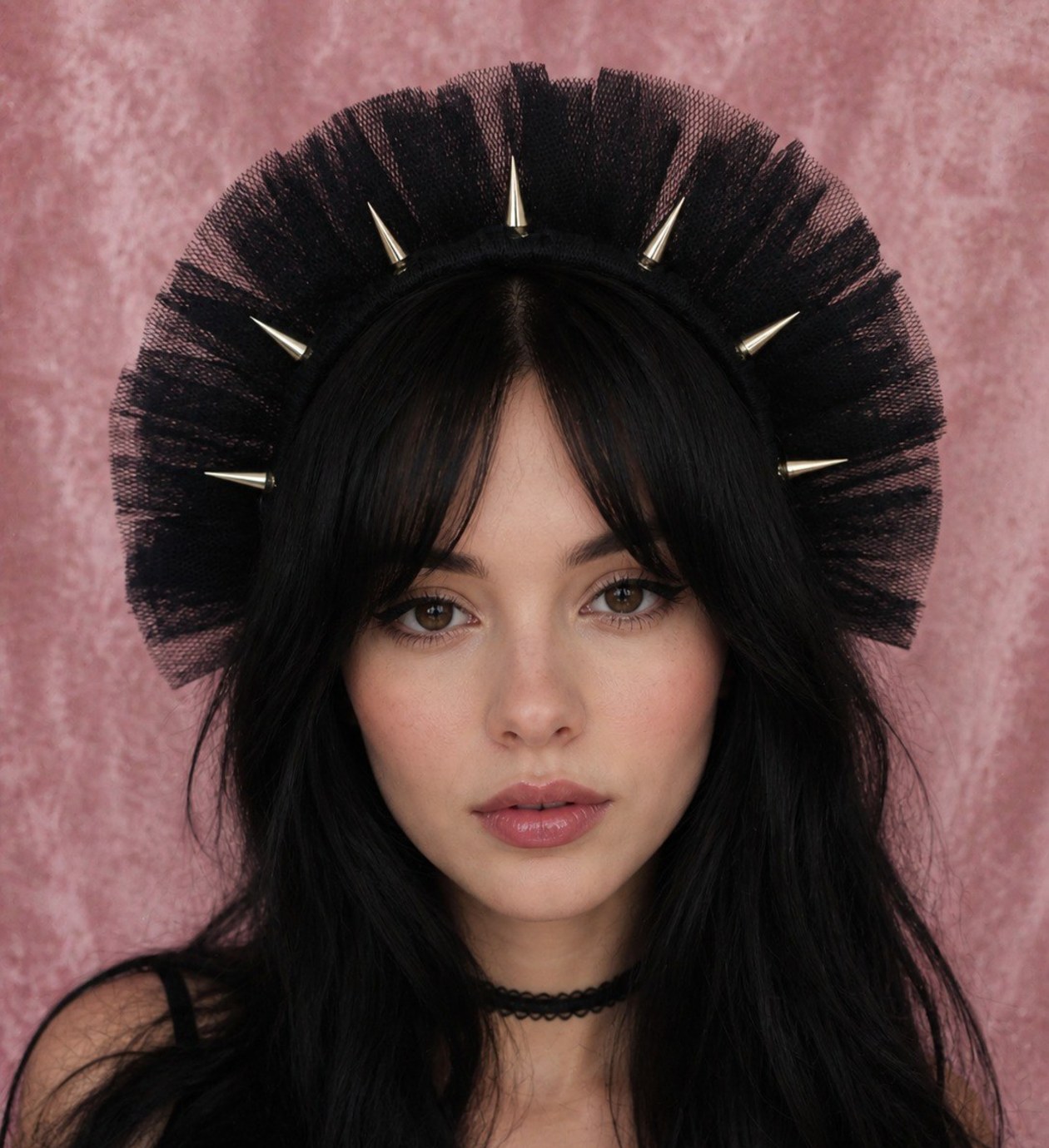 Black tulle rock goddess headdress