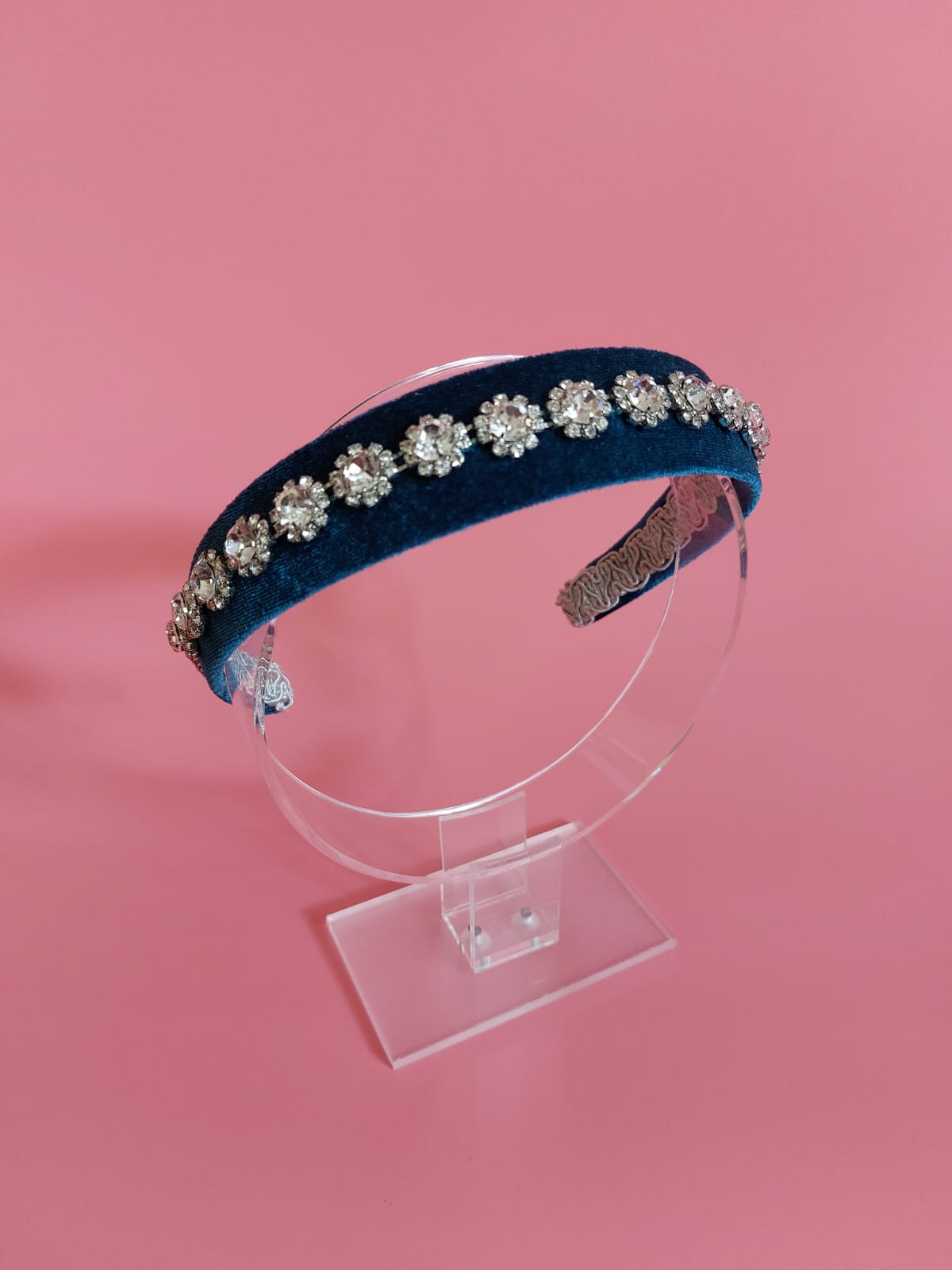 Blue velvet diamante headband